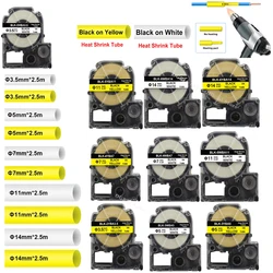 3.5/5/7/11/24mm Label Heat Shrink Tube SU5S SU11S SU5Y SU11Y SU7Y SU7W Label Compatible for Epson LW-300 LW-400 LW-600 Priinter