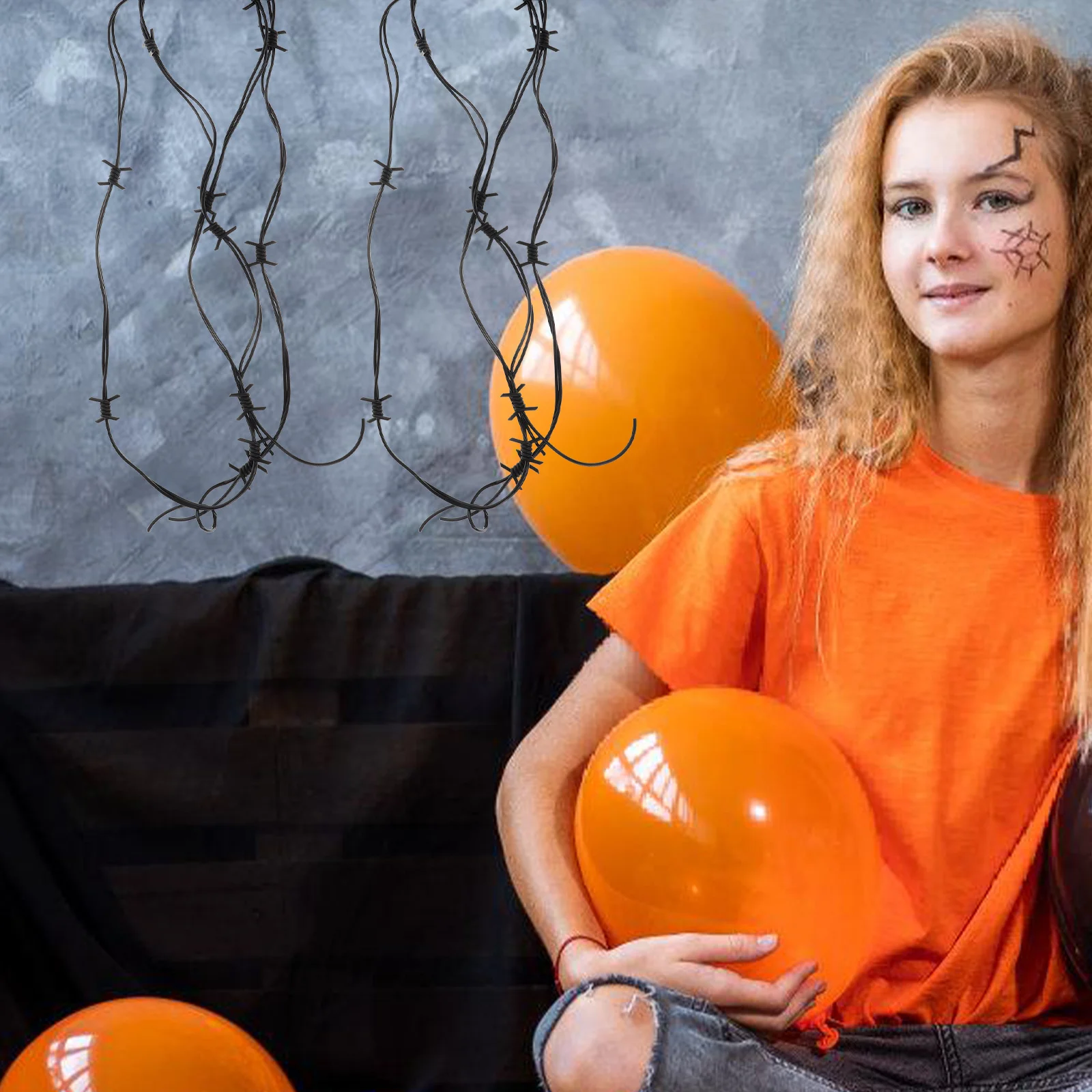 

4Pcs Fake Barbed Wire Garland Realistic Simulation Barbed Wires for Halloween Decorations Haunted House Props Western Themed