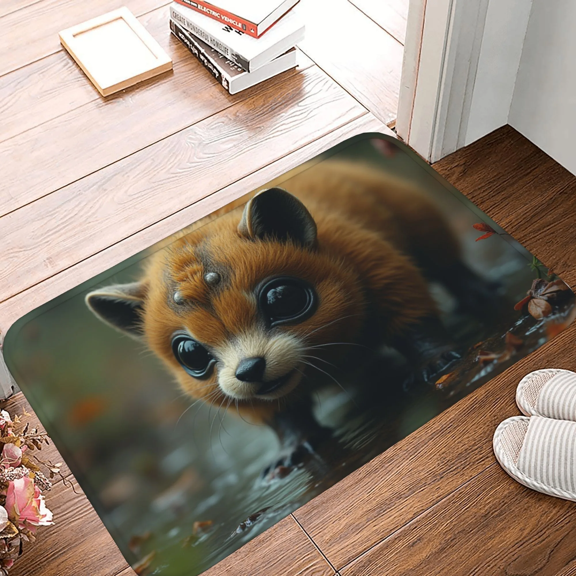 

1PC Red panda Kitchen Rug Non-Slip Door Mats Pop design Bathroom Rug Bath Mat Carpet for Home Sink Laundry Decor