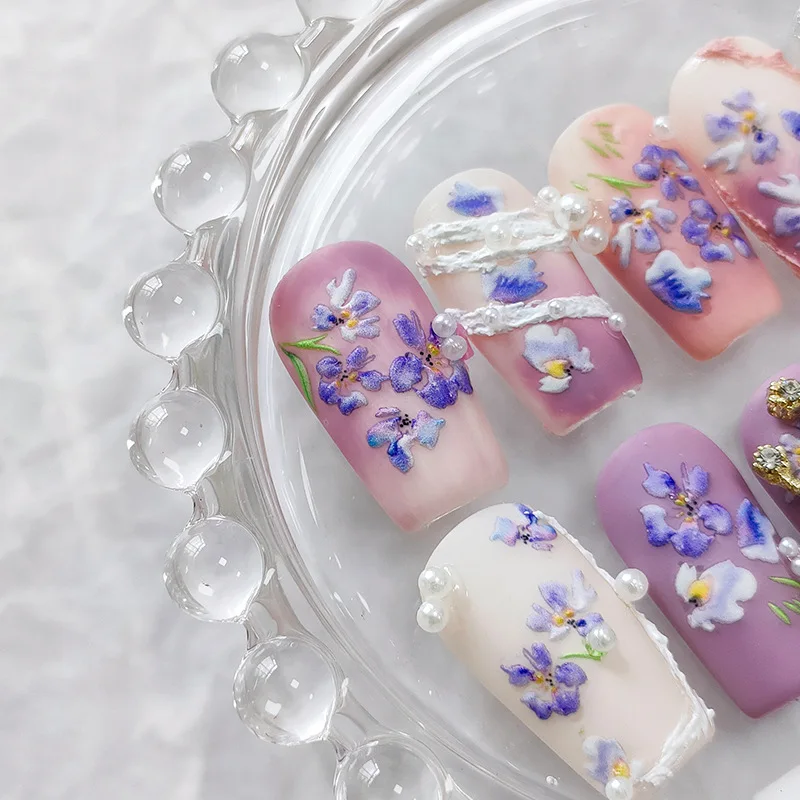 1 قطعة 5D الشتاء سترة نمط ملصقات الأظافر عالية الجودة لينة تنقش الأبيض القوس زهرة الورد ذاتية اللصق ملصقات الأظافر