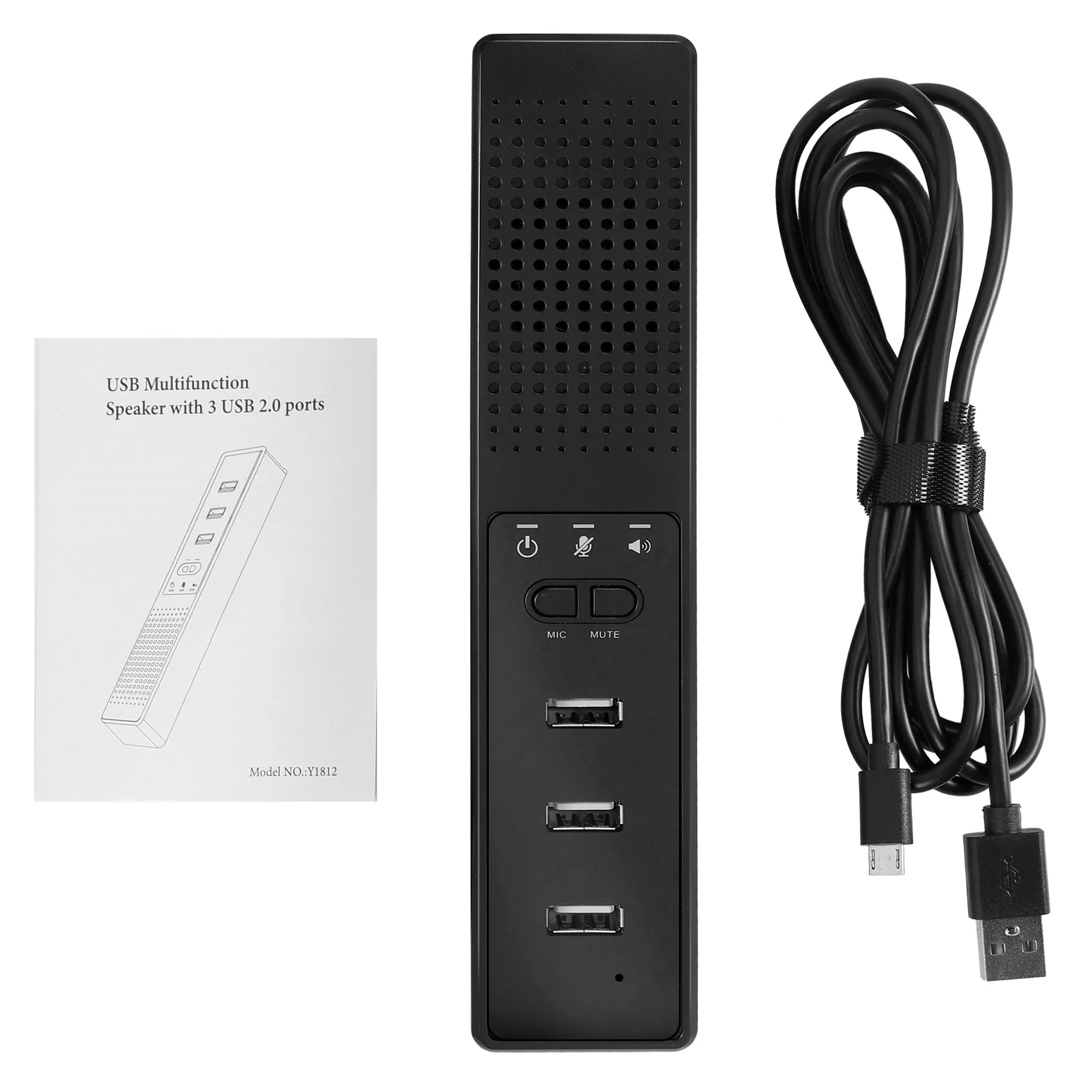 A72T Altoparlanti per computer 3 in 1 con microfono e hub Altoparlante per conferenze USB, microfono per PC per videoconferenze