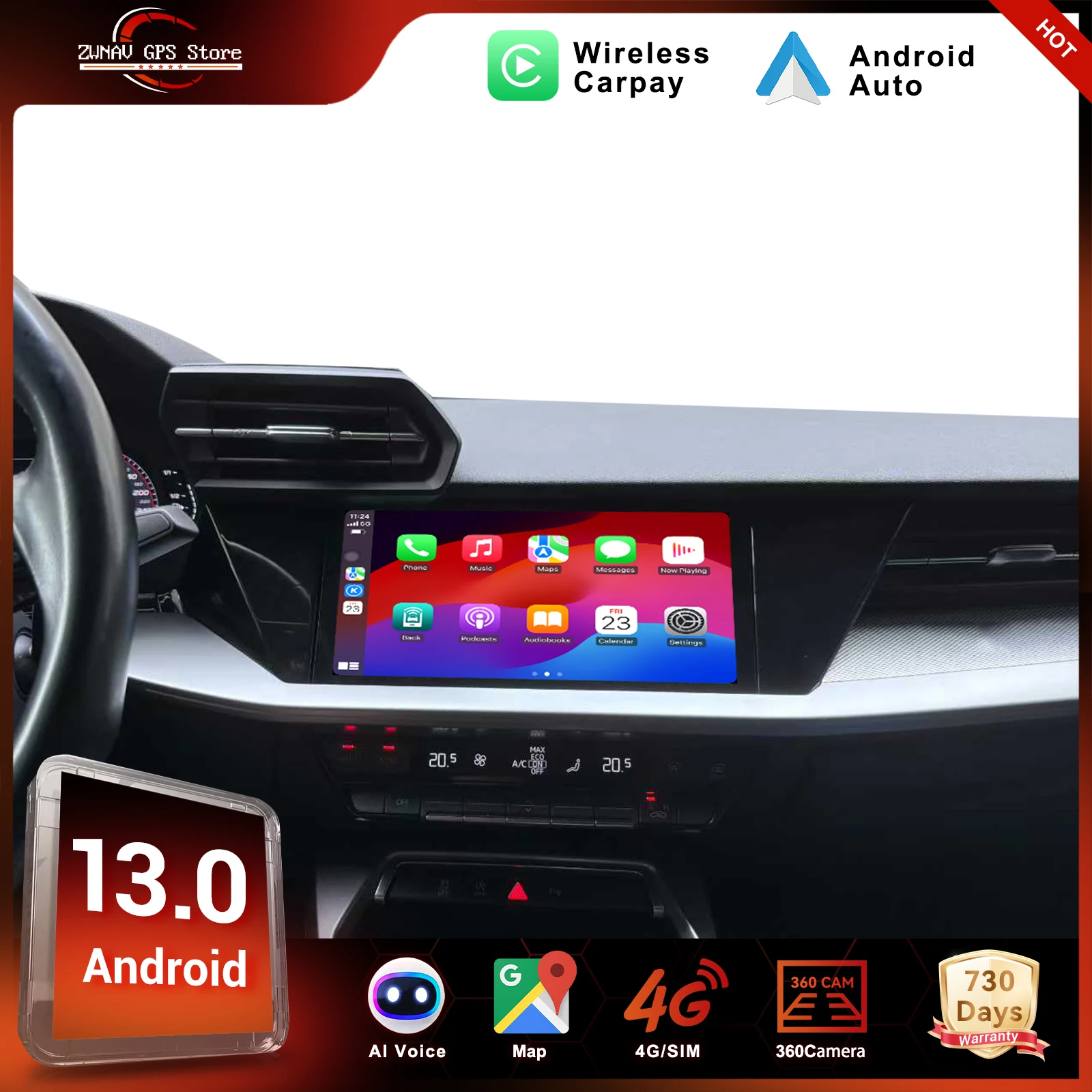

Android 13 For Audi A3L 2021-2025 Car Multimedia Radio Video Player Touch Screen Wireless Carplay 4G DSP Stereo GPS