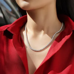 Kibo Hiphop Jewelry Width 2-5mm 925 Sterling Silver With GRA Certificate D Color VVS1 Women Moissanite Tennis Chain Necklace