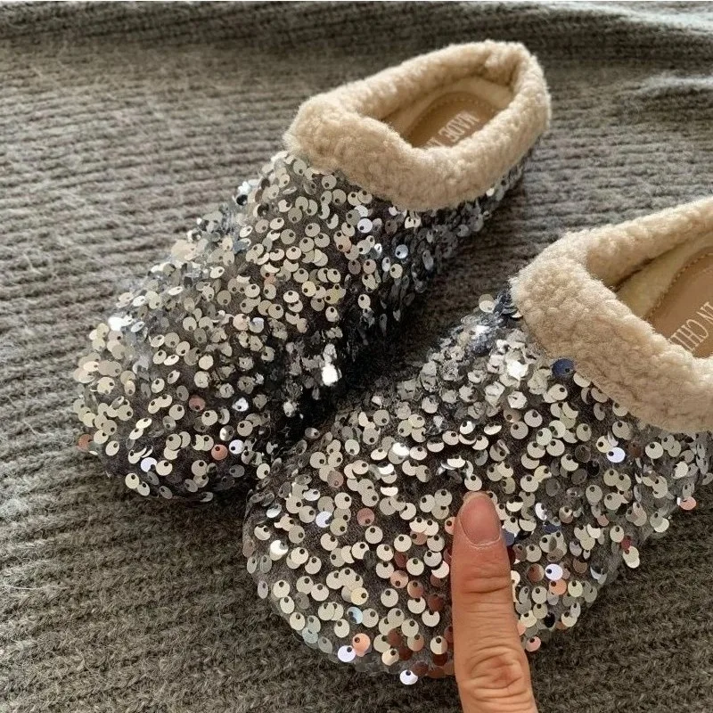 

Unique Bling House Slippers for Women Autumn and Winter Plush Lightweight Mules Home Shoe Fashion Slippers Fluffy Ladies Elegant