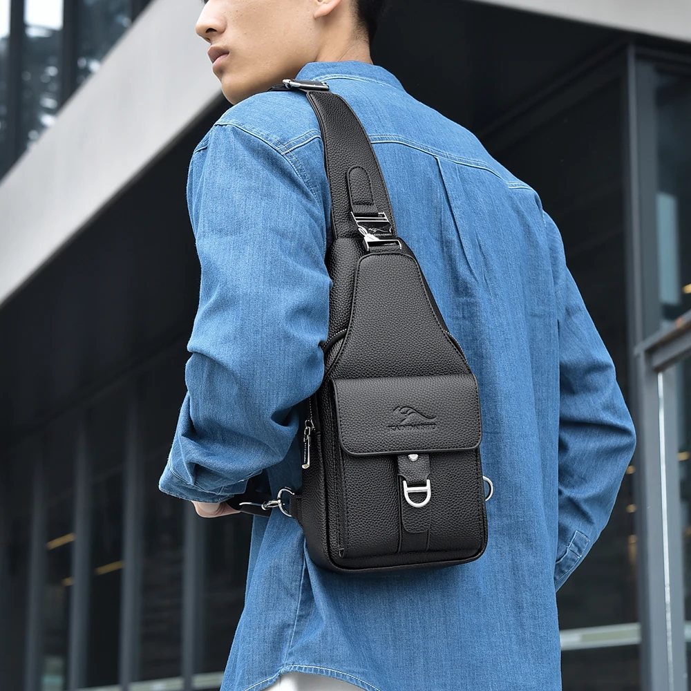 

Брендовая винтажная высококачественная мужская нагрудная сумка, кожаная сумка через плечо, мужская сумка на ремне, разъем для наушников sacoche homme 0A