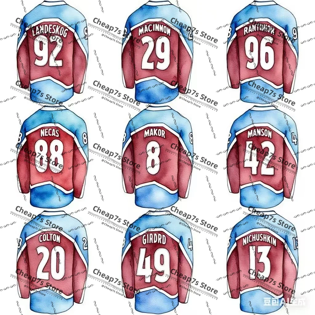 

Hot Sale Embroidery CaleMakar MacKinnon Landeskog Colorado Ice Hockey Jersey