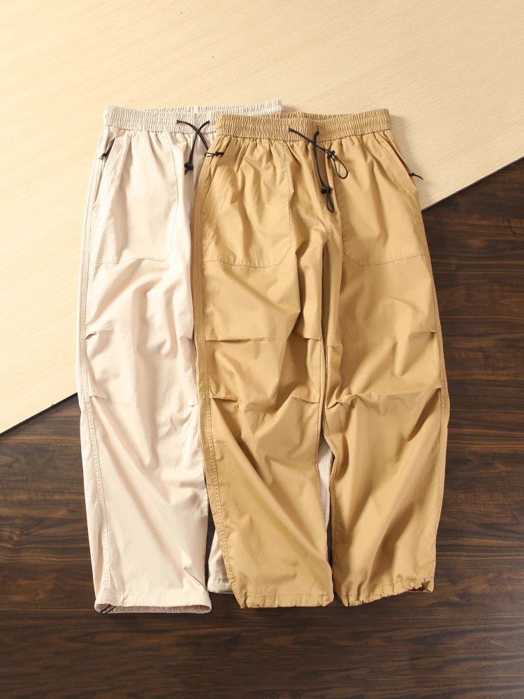 

American Sle Pure Cotton Wide Leg Paratrooper Work Pants Men's Spring Autumn Casual Straight Loose Trousers Youth Faion