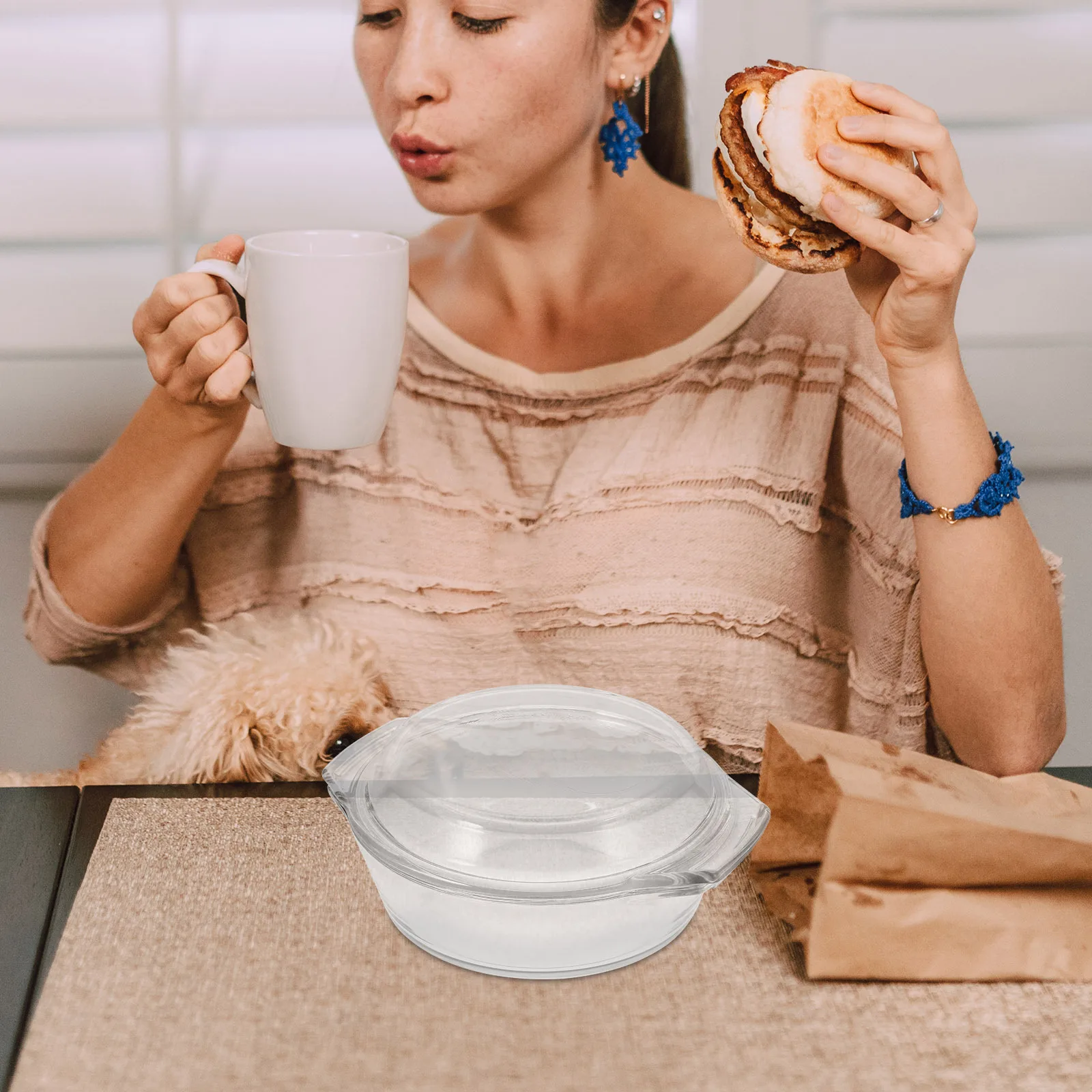 

Glass Casserole Microwave Safe Round Bakeware Heat Resistant Oven Dishwasher Safe Covered Stew Bowl for Home Kitchen Use