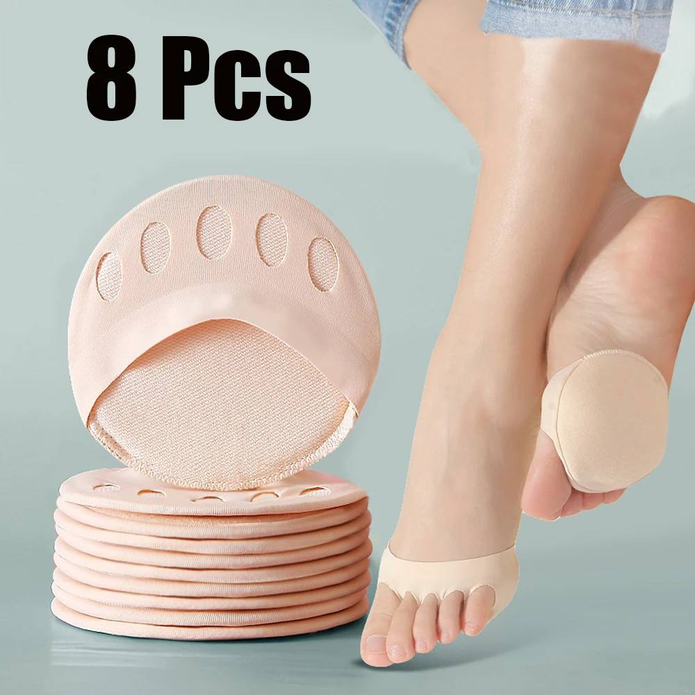 

8Pcs Five Toes Forefoot Pads for Women High Heels Half Insoles Calluses Corns Toe Pain Relief Foot Pad Insert Forefoot Socks