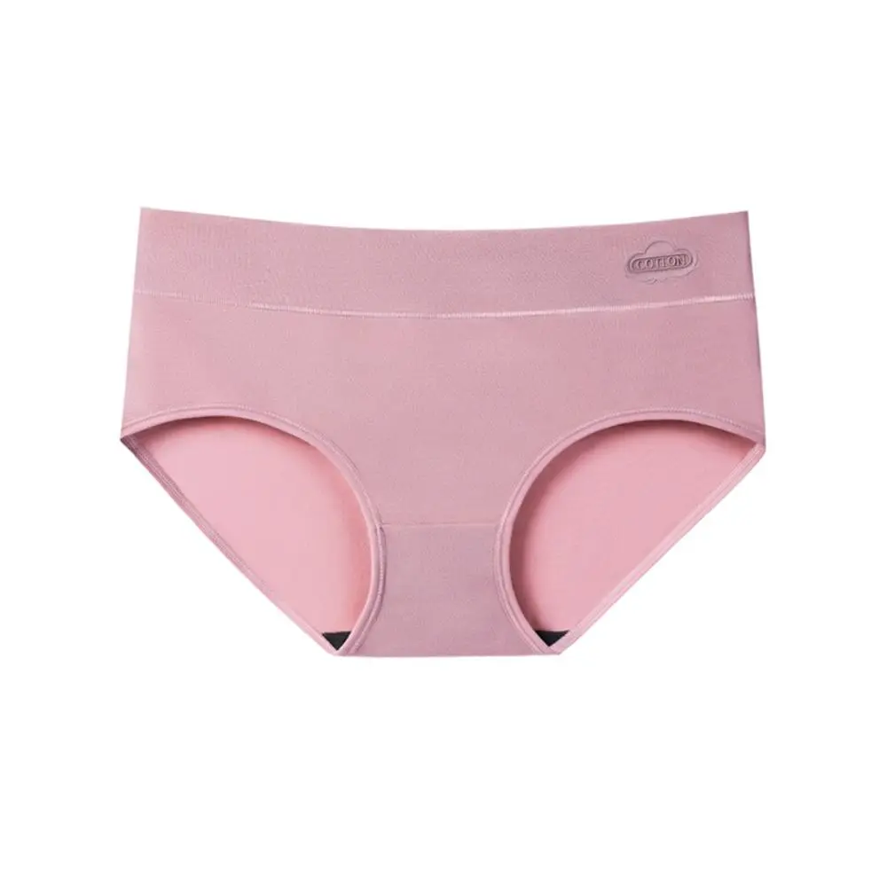4 個通気性ソリッドカラーコットンパンティーパンツシームレス女性下着ランジェリーミッドウエストブリーフギフト