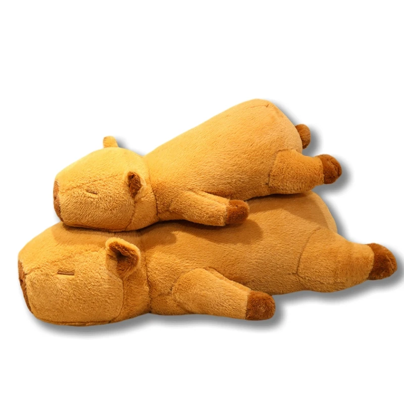 Kawaii Capybara Plush Toy Lying Brown Capybara Plush Doll Pillow Soft Padded Cotton Decoration Bedroom School Office Nap Pillow