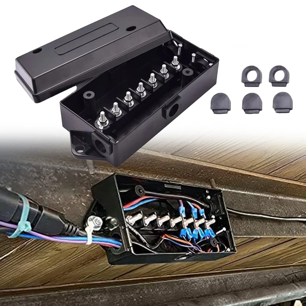 7 Way Electrical Trailer Wire Junction Box 7 Gang Trailer Wire Connection Box RV Light Cord Wiring Block Holder