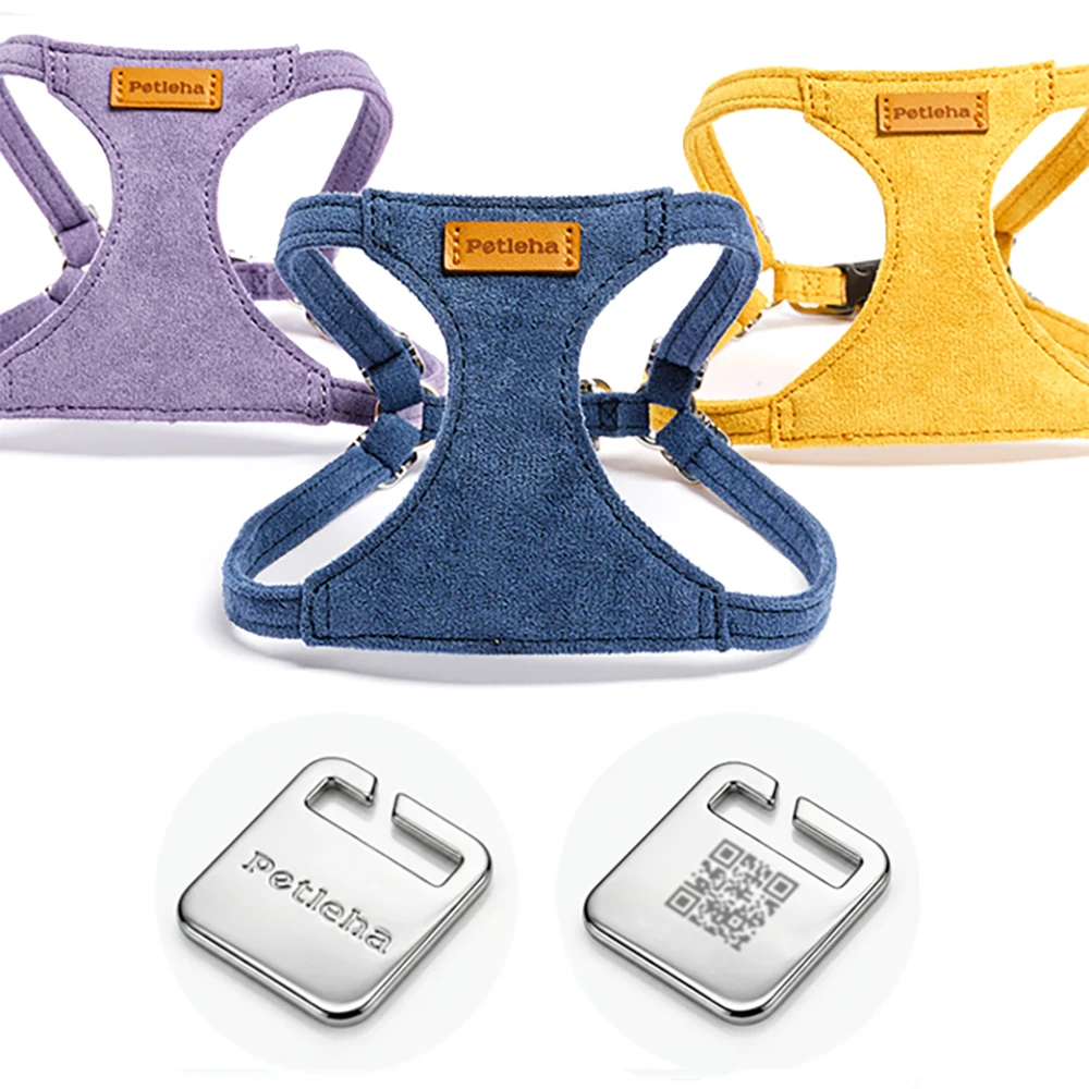 Luxury Genuine Suede Dog Harness and Lead Set | Soft Anti-Shock Padded Vest with Soft Leather Leash for Small Medium Large Dogs view 5