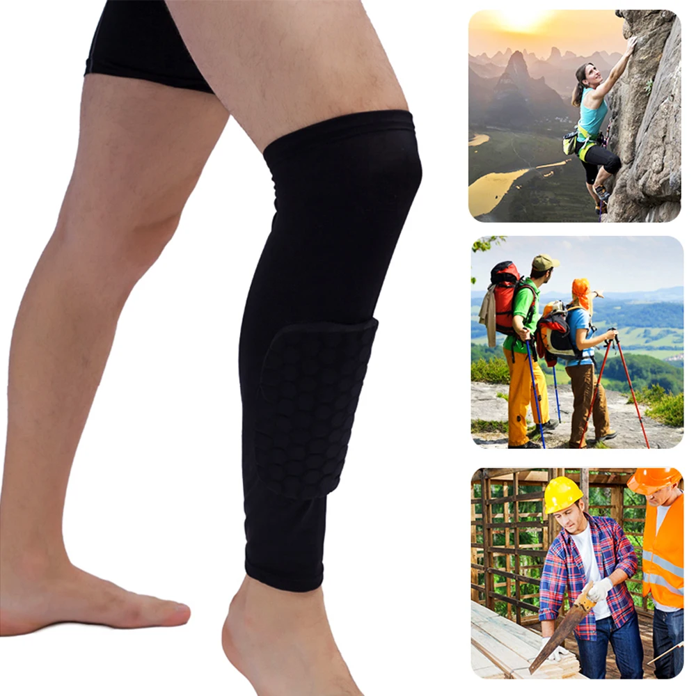 1Piece Sports Anti-collision Honeycomb Leg Shin Compression Support Sleeve Cycling Running Basketball Football Volleyball Tennis