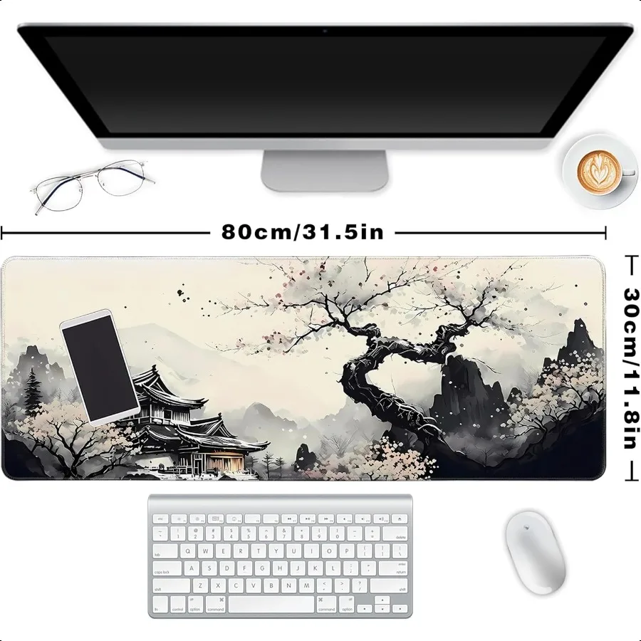 Alfombrilla de ratón larga para juegos, alfombrilla de escritorio grande de Anime extendida con Base antideslizante, alfombrilla para teclado completo con bordes cosidos para juegos y oficina
