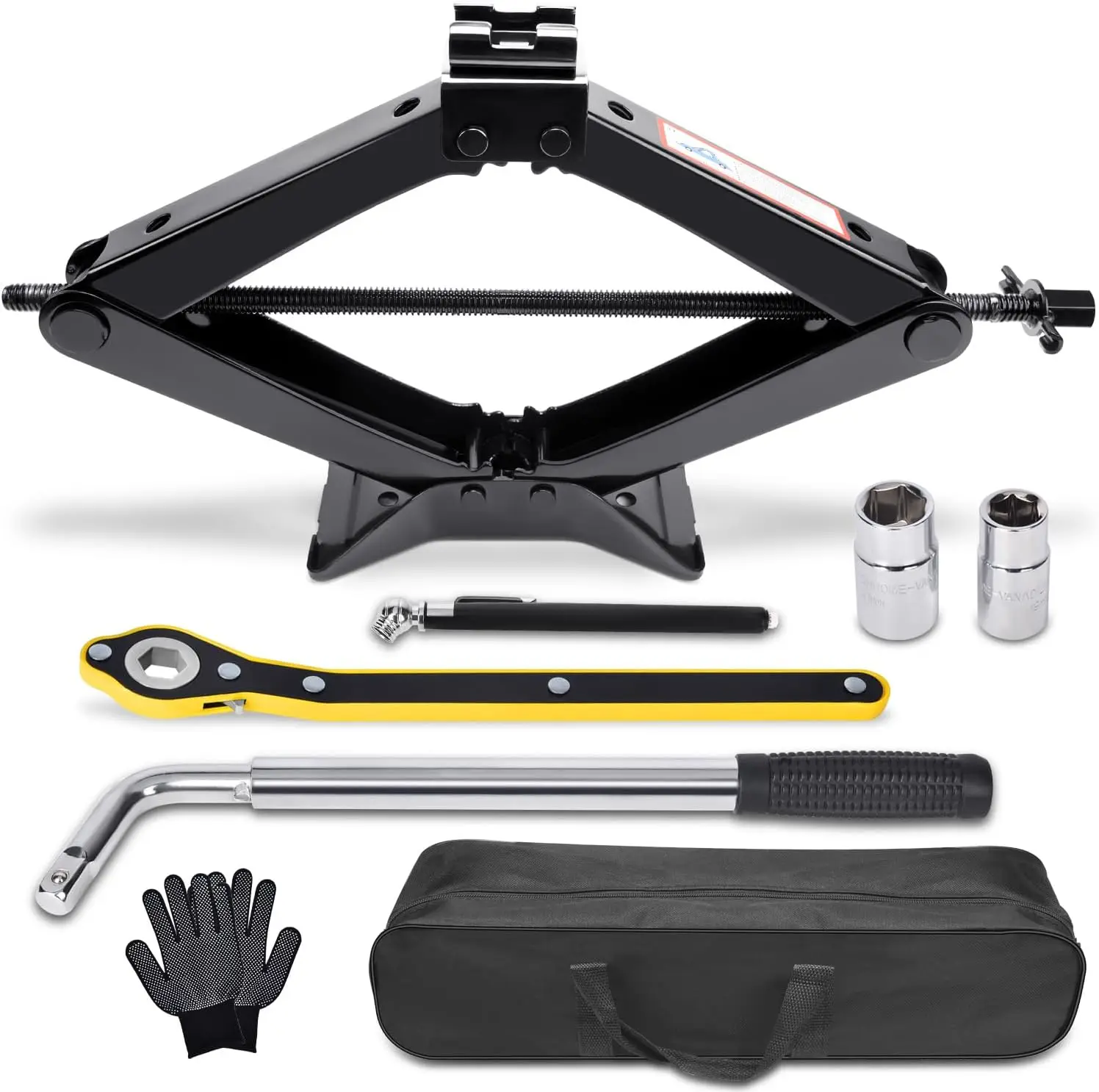 

3 Ton Scissor Car Jack with Tire Changing Kit - Emergency Tool for Cars, SUVs