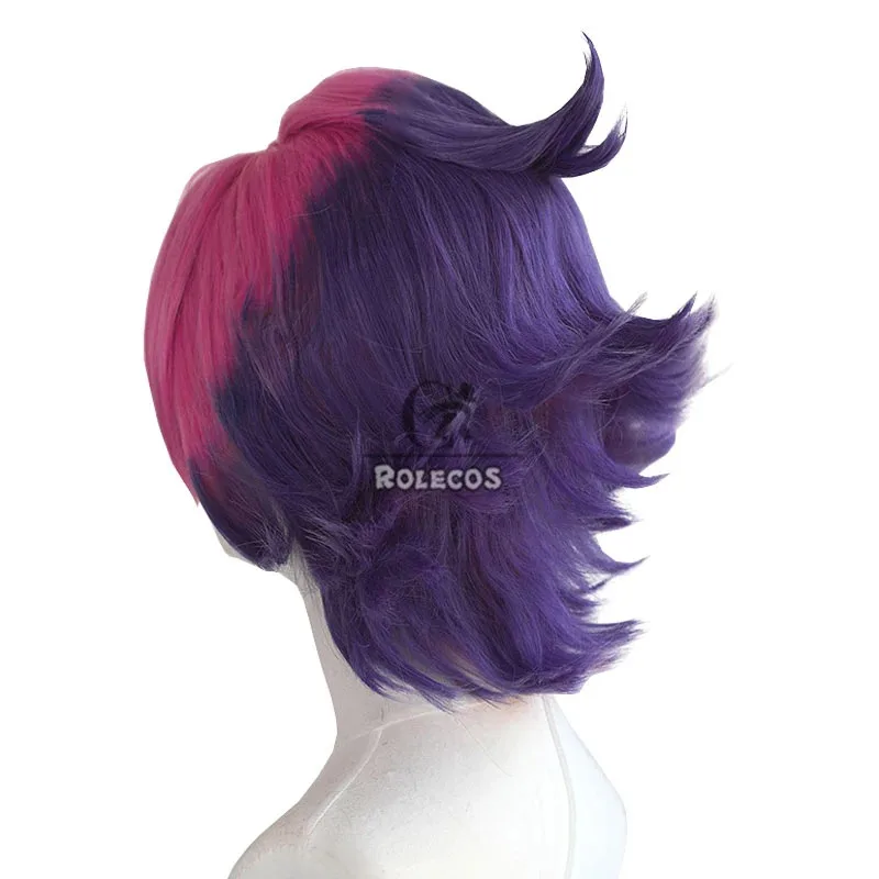 2025 yiyi ROLECOS Cosplay Wigs Game LOL Heartsteel Shieda Kayn 30cm Red Mixed Purple Men Wig Heat Resistant Syntheti view 4