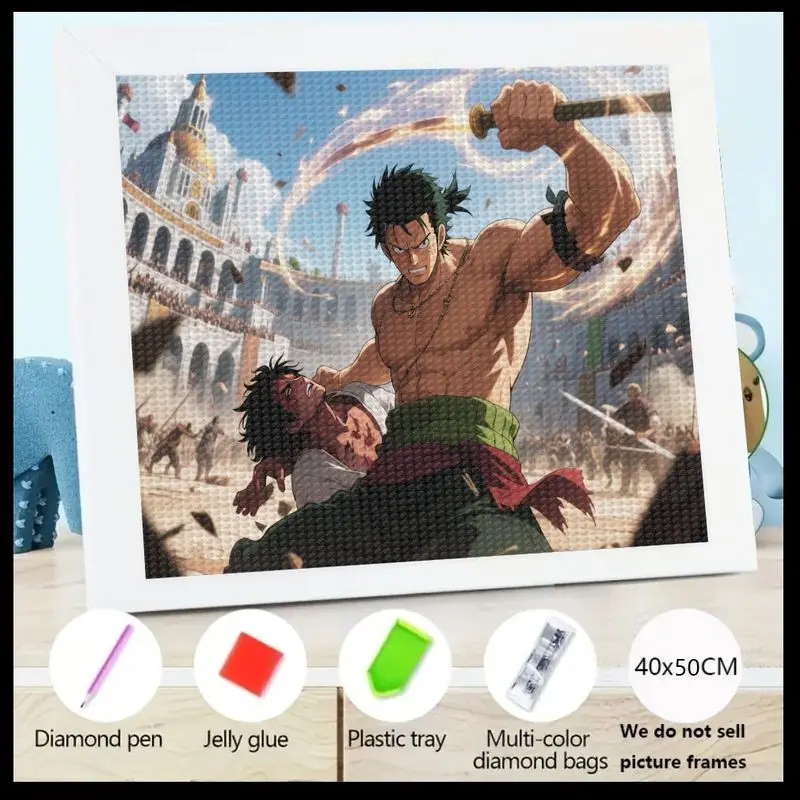 

1 шт. 5D полный дрель комплект алмазной живописи, цельный ророноа Зоро аниме персонаж эпическая арена боевая сцена алмазное искусство, кристалл «сделай сам»