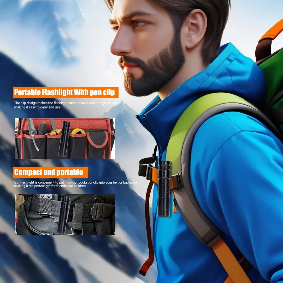 Ultra Bright LED Flashlight USB Rechargeable Portable Strong Light Tactical Torch Use 18650 Battery Outdoor Camping Flash Light