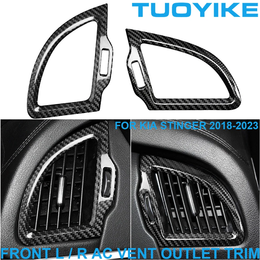 

Стайлинг автомобиля, настоящая сухая приборная панель из углеродного волокна, передняя L/R AC, вентиляционная решетка, розетка, рамка, отделка, украшение для Kia Stinger 2018-23