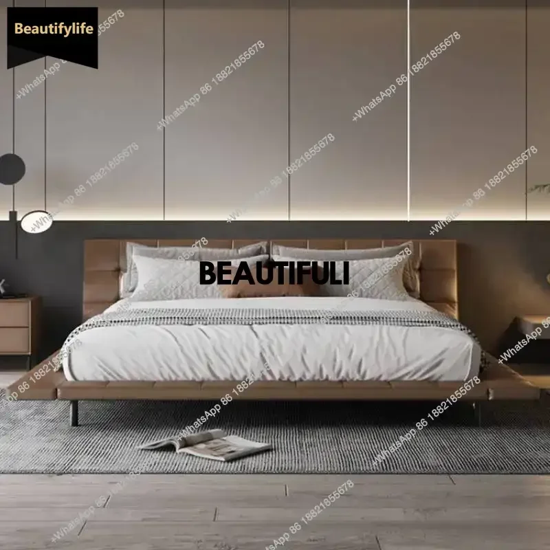 

D80 Низкопрофильная элегантная кровать с двойной платформой, европейские современные подставки для спальни, кровать с подсветкой, гибкие тумбочки, мебель Cama Matrimonio