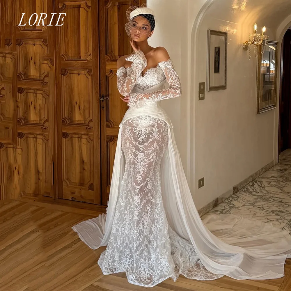 LORIE Luxuriöses, sexy Meerjungfrauen-Brautkleid für standesamtliche Hochzeiten, Sweetheart-Brautkleider, Novales Spitzen-Verlobungs- und Hochzeitskleid, individuell anpassbar 2026