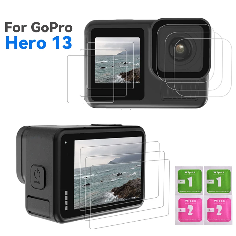 Tempered Glass Screen Protectors for GoPro Hero 13 Black Camera Lens Glass Protective Films 9H Hardness Full Coverage Film