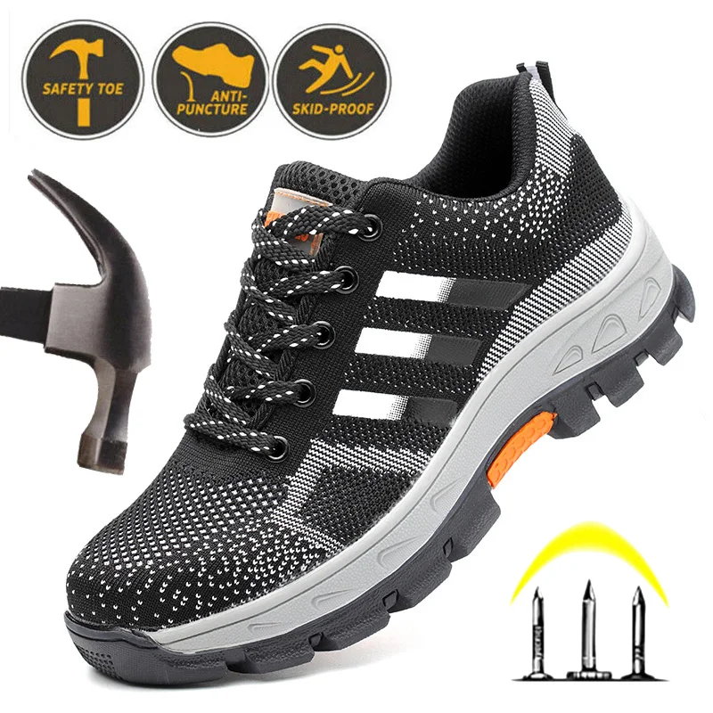 Unisex Indestructible Shoes Men and Women Steel Toe Cap Work Safety Shoes Puncture-Proof  Anti-Smash Boots Non Slip Sneakers