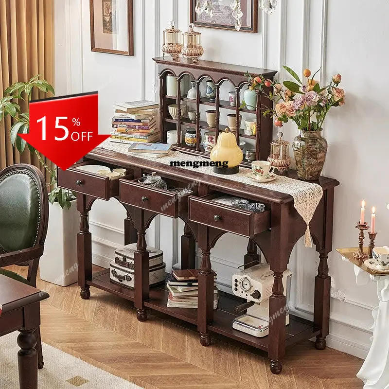 

D5556 light luxury solid wood entrance table modern medieval style home against the wall living room furniture French display ca