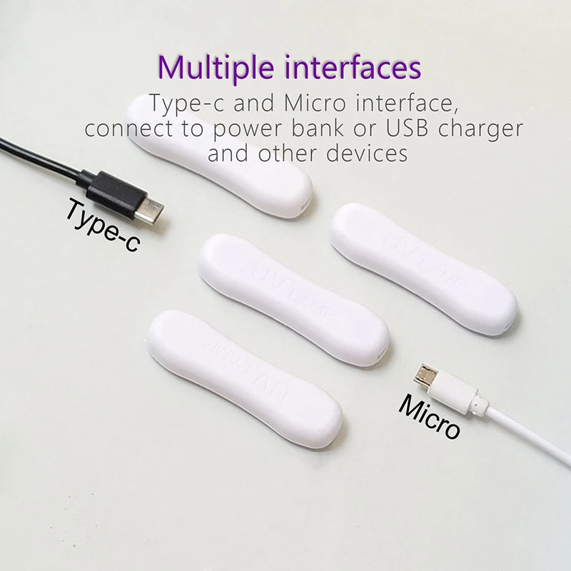 Mini LED UV Curing Lamp GEL Curing Lights UV Glue Dryer Tpye-C Dual Socket for Mobile Phone Car Glass Screen Resin Repair Curing