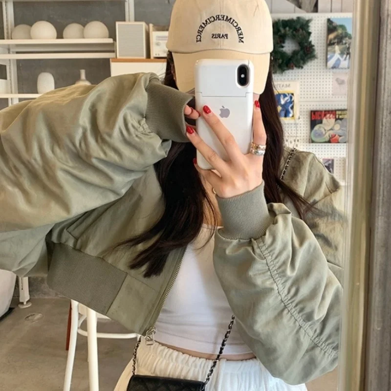 Fashionable Casual Style Short Coat Elegant Gathered Sleeve Premium Quality Women's Jacket Standard Fit Zipper Closure  ...