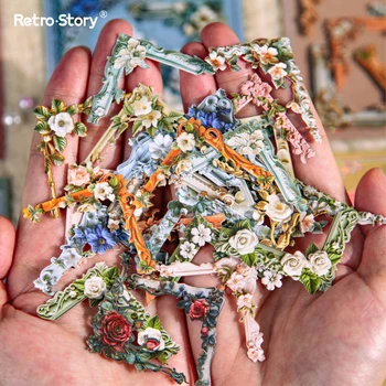 24Pcs Vintage Corner Stickers Flower Frame Corner Sticker DIY Decoration Diary Scrapbook Photo Album accessories Stationery