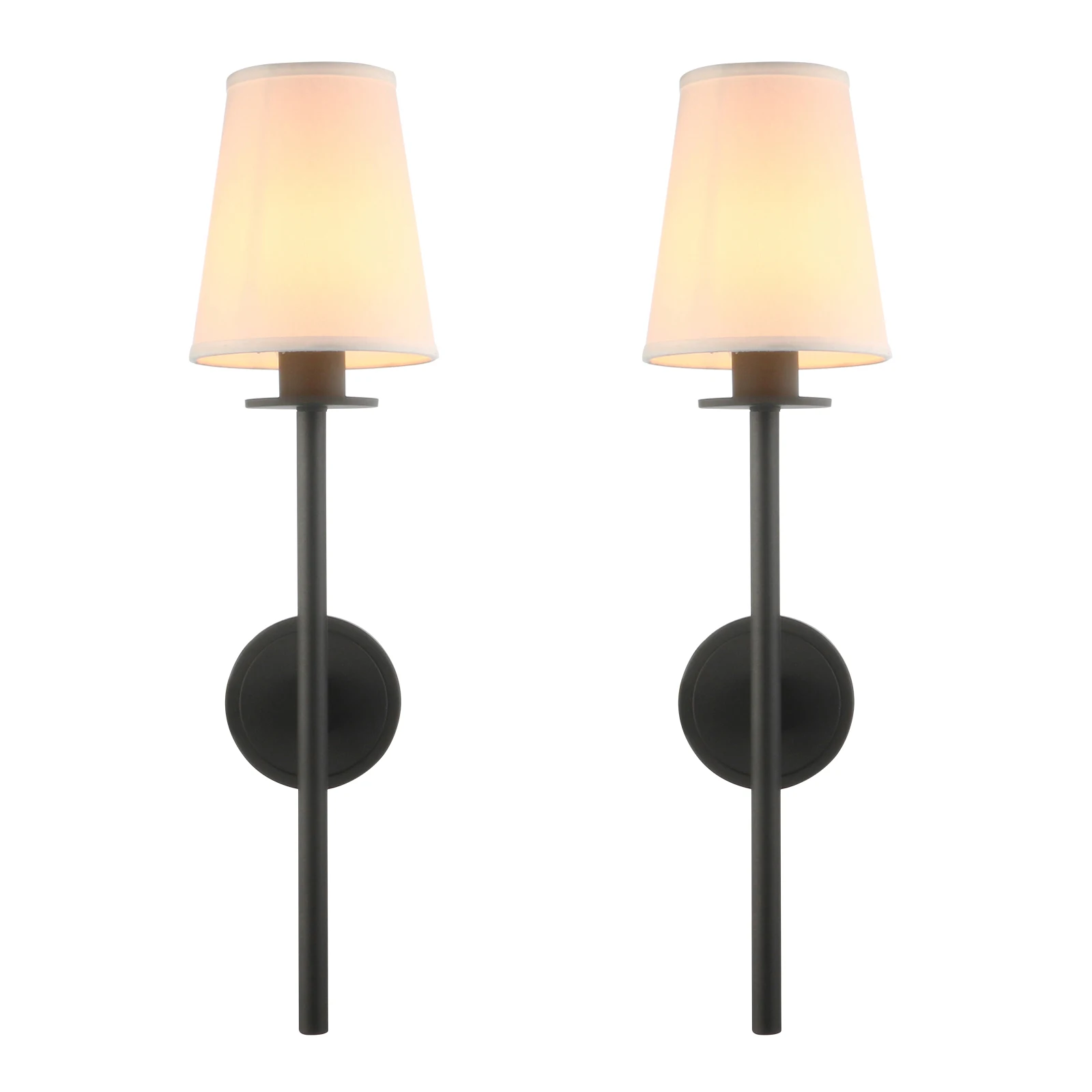 phansthy Set of 2 Modern Classy Vintage Wall Sconce with Flared White Textile Lamp Shade Living Room Bedside Reading