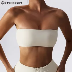 Ctenkevet New Summer Strapless Bra Woman Yoga Bra Gym Sports Underwear Female Tube Top Sports Bra Gym Bra Women Fitness Crop Top