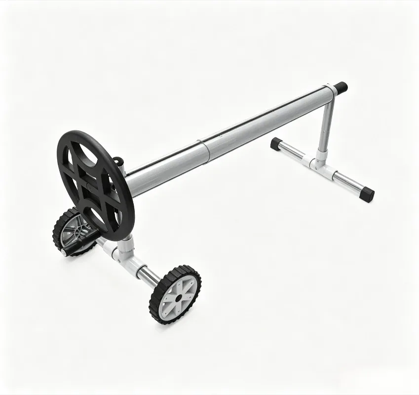 Black Movable Aluminum Pool Cover Roller With Wheels Portable Solar Blanket Winding Reel For Indoor Outdoor Swimming Pool image 6