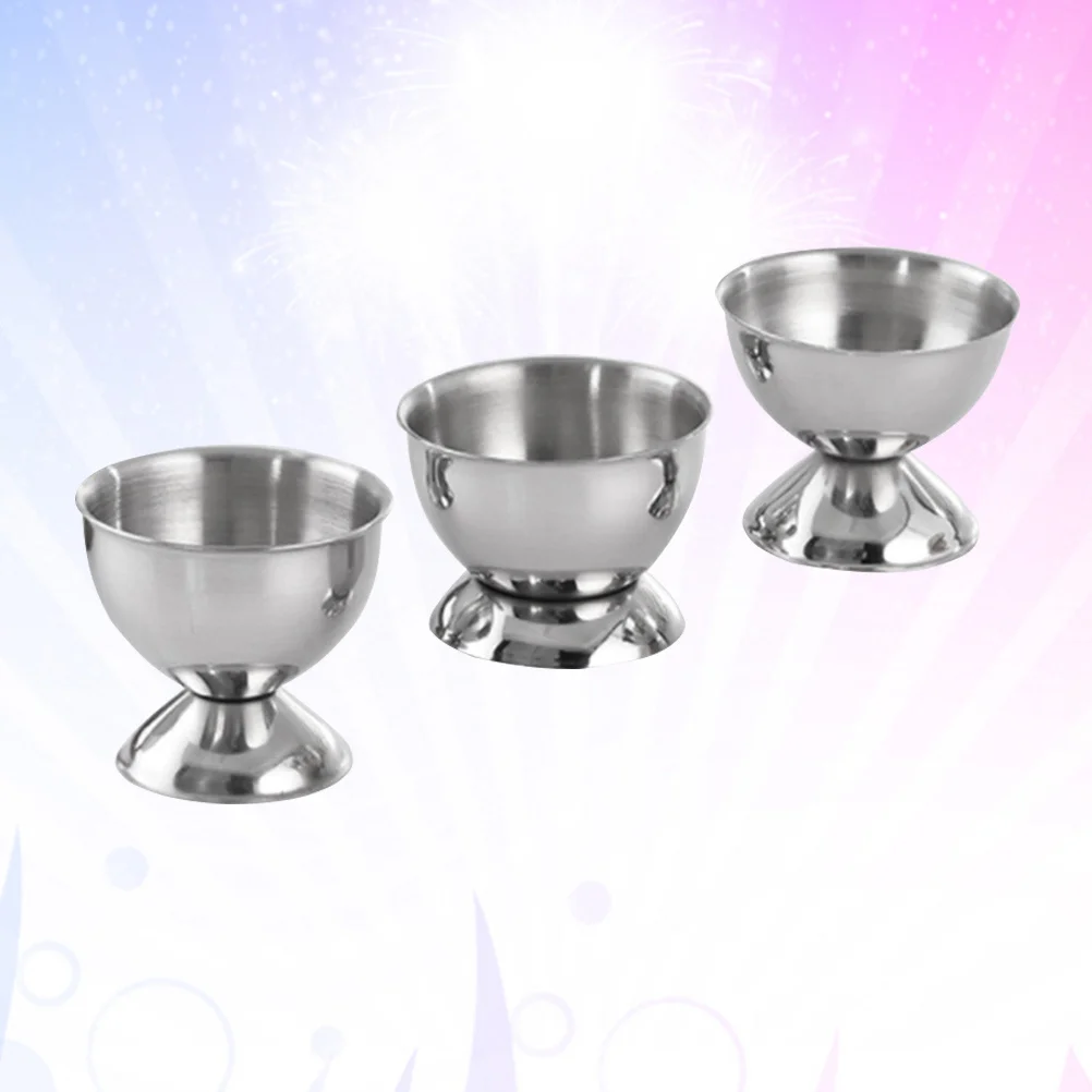 

3pcs Stainless Steel Cup Modern Creative Egg Holder Kitchen Egg Tray For Steaming Eggs Freezer Safe Dishwasher Safe