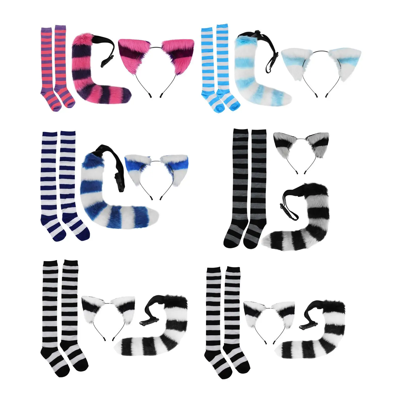 

Cat Costume Set Stockings Cosplay Costume Accessories Ears and Tail Set for Xmas