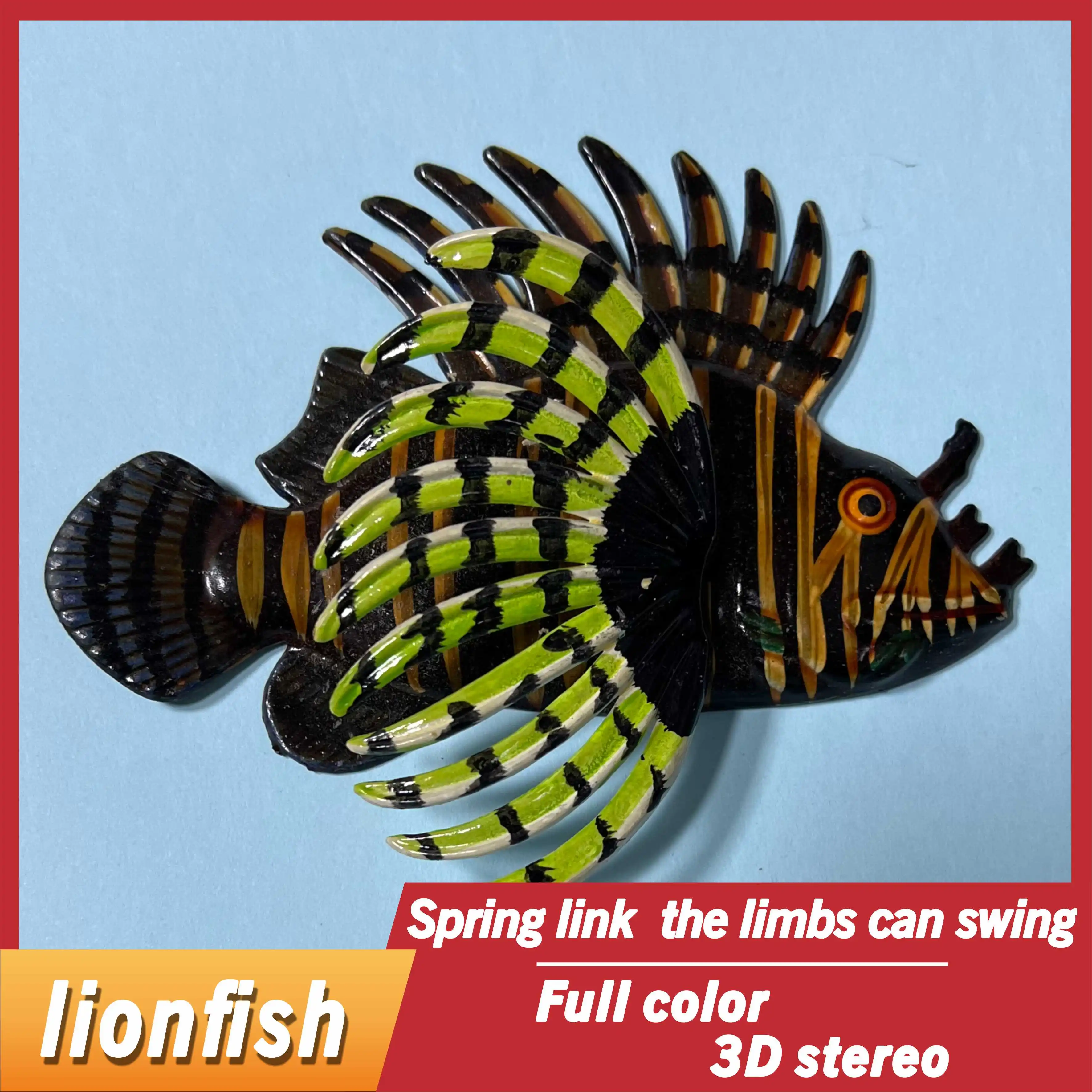 Simulation Lionfish Creative Refrigerator Magnetic Suction Home Decoration 3D Spring Can Swing Lionfish Magnetic Suction 【S2-05】