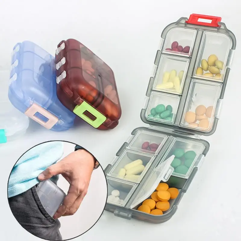 6 عبوات من علب حبوب الدواء، صندوق منظم حبوب الدواء الصغيرة، منظم حبوب السفر الأسبوعي، حامل علبة حبوب الدواء، صندوق حاوية بلاستيكي مقاوم للماء #5