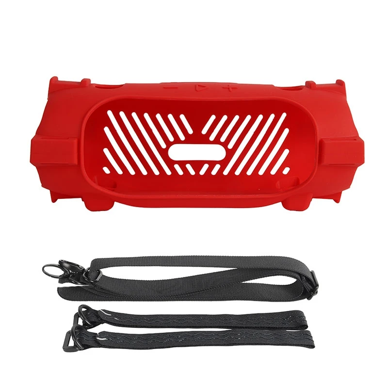 Silicone Protective Case for JBL Charge 6 Stereo with Shoulder Strap Simple Solid Color Drop Protection