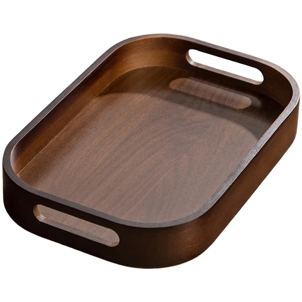 Wooden Tea Tray With Handles Multi Purpose Serving Platter For Snacks Fruits Coffee Tray Wood Plate Breakfast Tray For Serving
