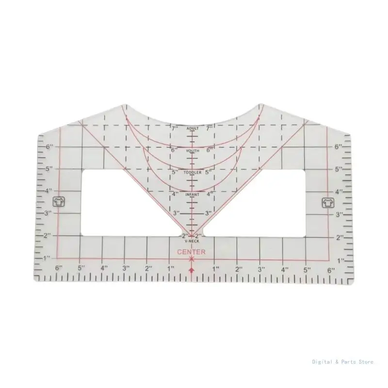 M17F Righello per magliette in acrilico per design centrale, strumento misurazione per magliette per pressa a caldo