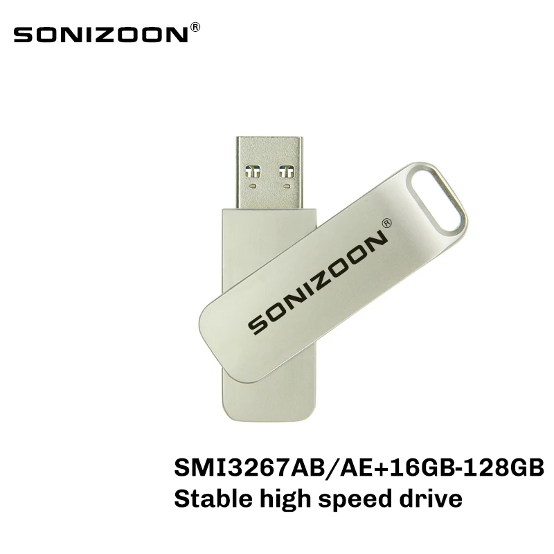 TEN-unidad Flash USB giratoria de Metal con logotipo personalizado, de 32GB SMI memoria USB, PenDrive de alta velocidad estable, unidad Flash de Los