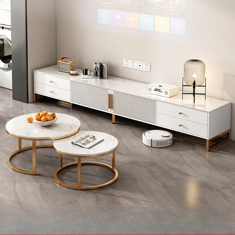 

TV cabinet living room household small apartment 2025 new floor-to-ceiling storage integrated coffee table Fashion