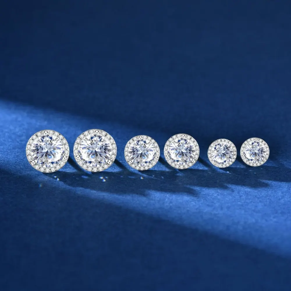 

0.5-2CT Round Moissanite Stud Earrings for Women - 925 Sterling Silver Jewelry - Gold Plated Valentine's Gift for Girlfriend