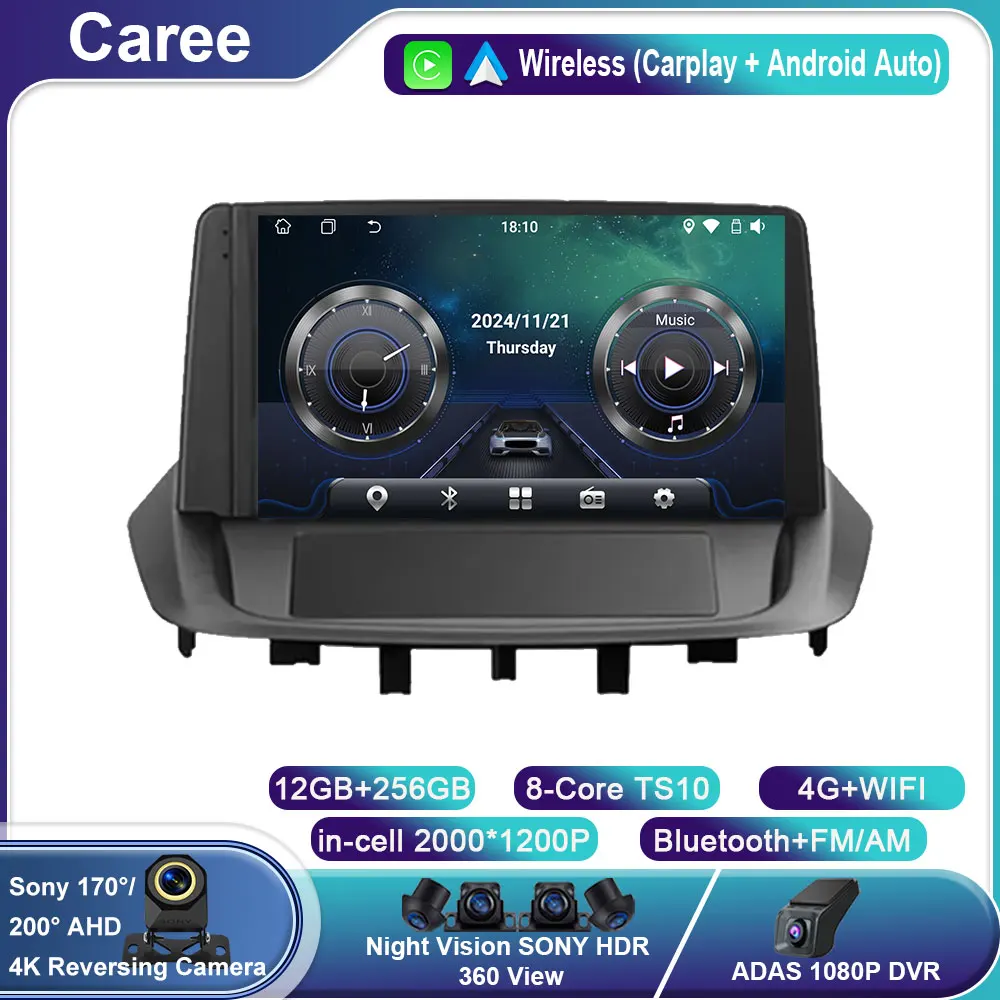 

For Renault Fluence 1 2008 - 2017 Car Radio Carplay Player Android Auto Navigation Stereo Wireless GPS Bluetooth WIFI Multimedia