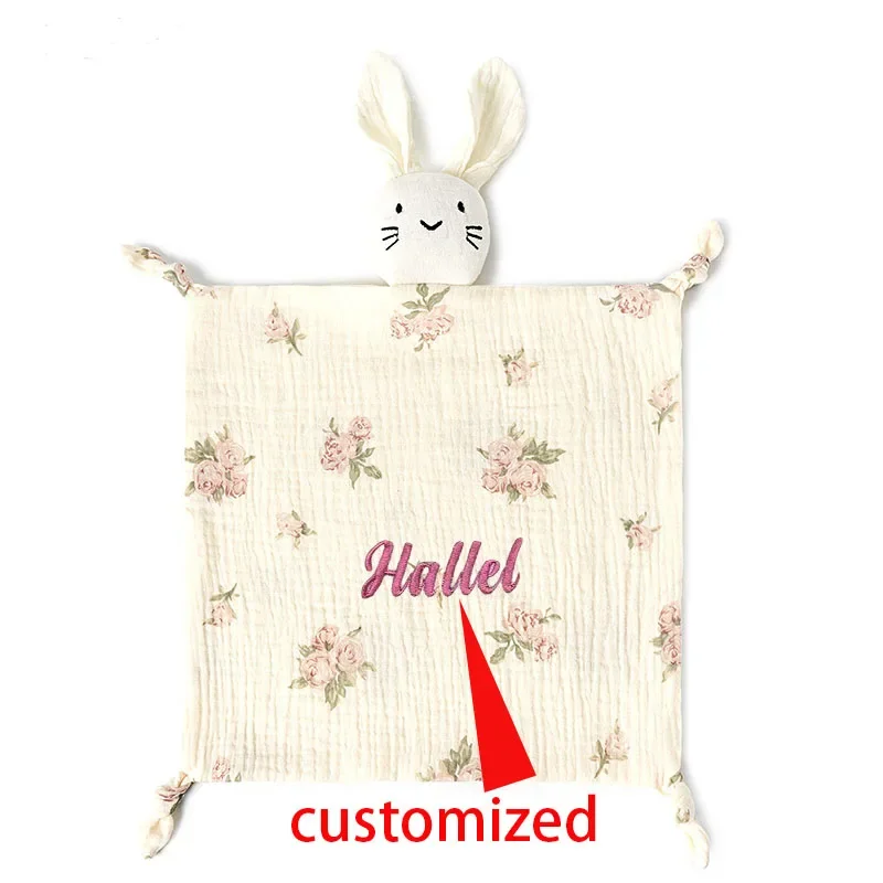 Personalized Baby Comforter Safety Blanket Baby Muslin Burp Cloth Cuddle Cloth Custom Newborn Blanket Attachment Accessory Gift