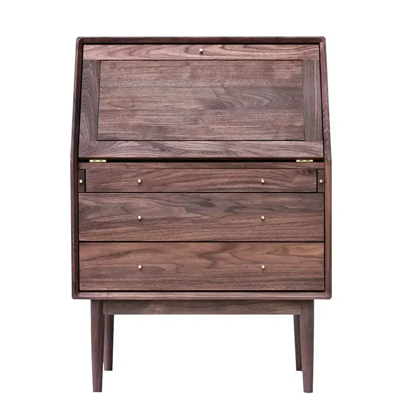 Nordic all-solid wood cherry wood bucket cabinet, simple desk , black walnut, bedroom storage cabinet