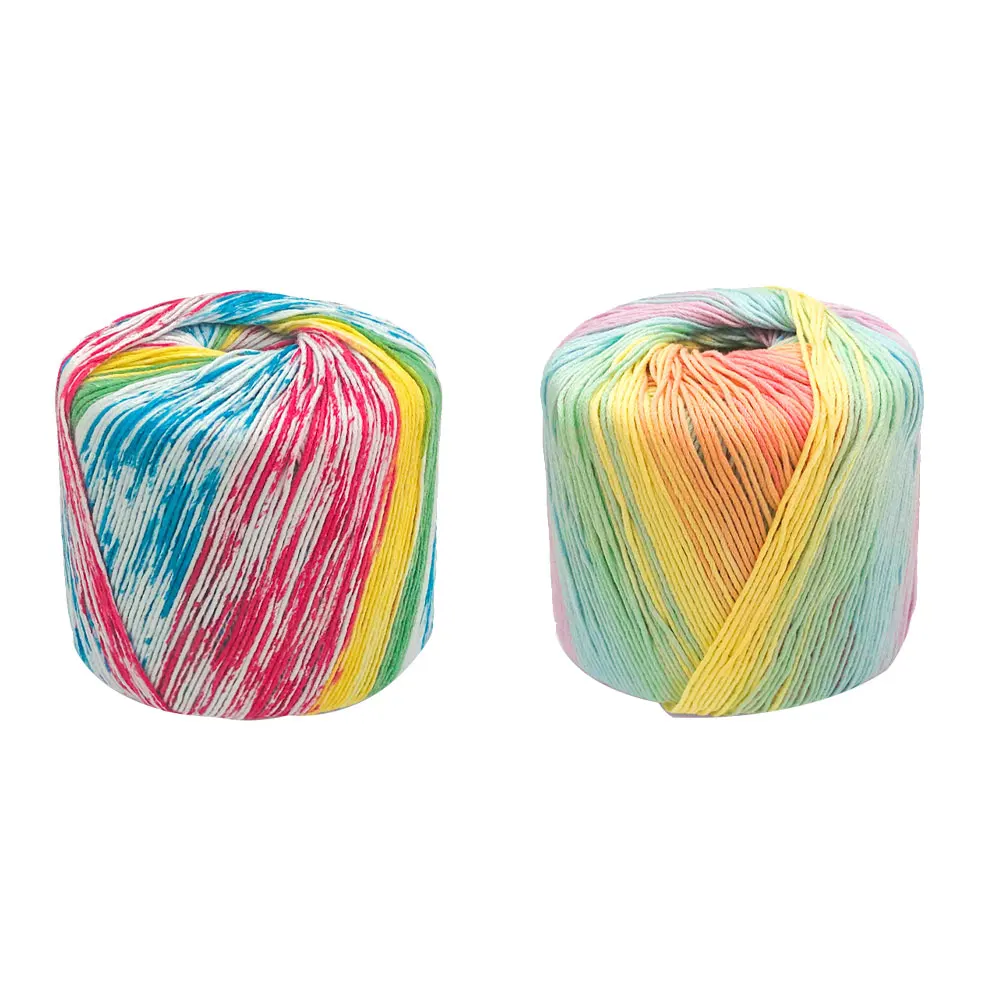 

Chunky Cotton Crochet Yarn Lace Thread Rainbow for Crafts Suite Color Gradient Miss