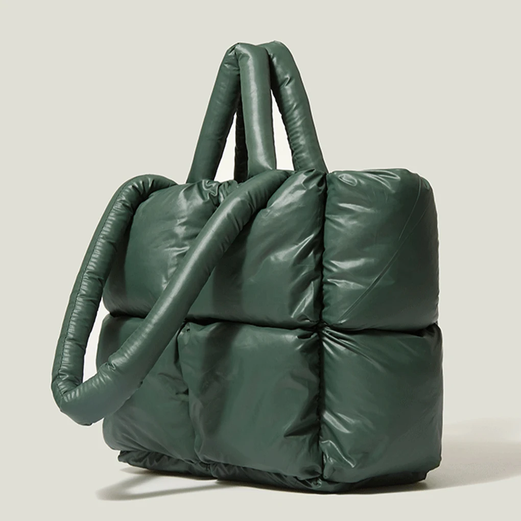 

Nylon Lightweight Puffer Tote Bag With Padded Comfortable Shoulder Straps Nylon Padded With Down Gray